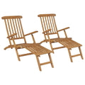 vidaXL Liegestühle mit Fußteil 2 Stk. Massivholz Teak