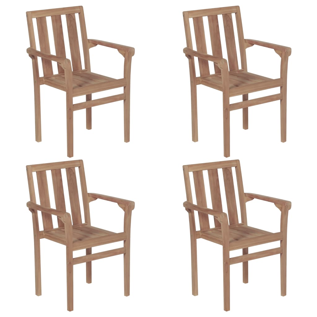 vidaXL Stapelbare Gartenstühle 4 Stk. Massivholz Teak