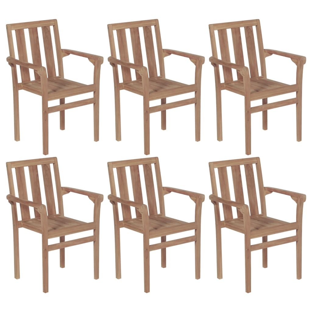 vidaXL Stapelbare Gartenstühle 6 Stk. Massivholz Teak