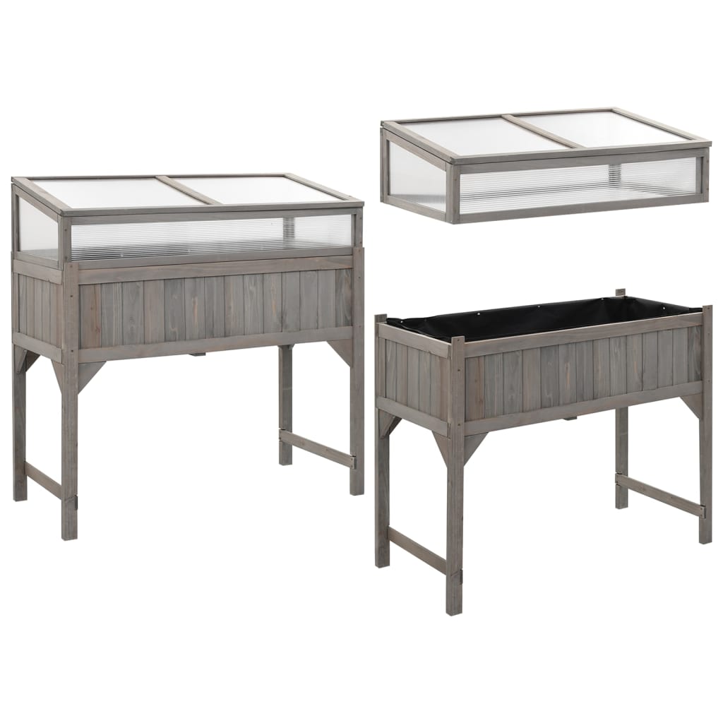 vidaXL Hochbeet mit Gewächshaus 110x54x120 cm Massivholz Tanne