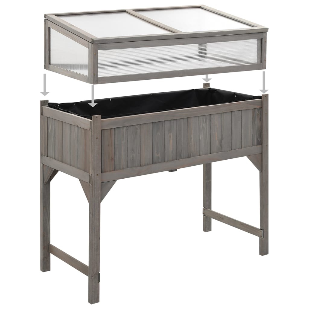 vidaXL Hochbeet mit Gewächshaus 110x54x120 cm Massivholz Tanne