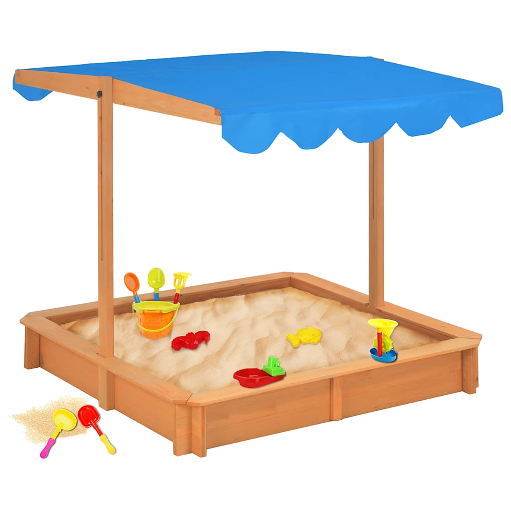 vidaXL Sandkasten mit Verstellbarem Dach Tannenholz 115x115x115 cm