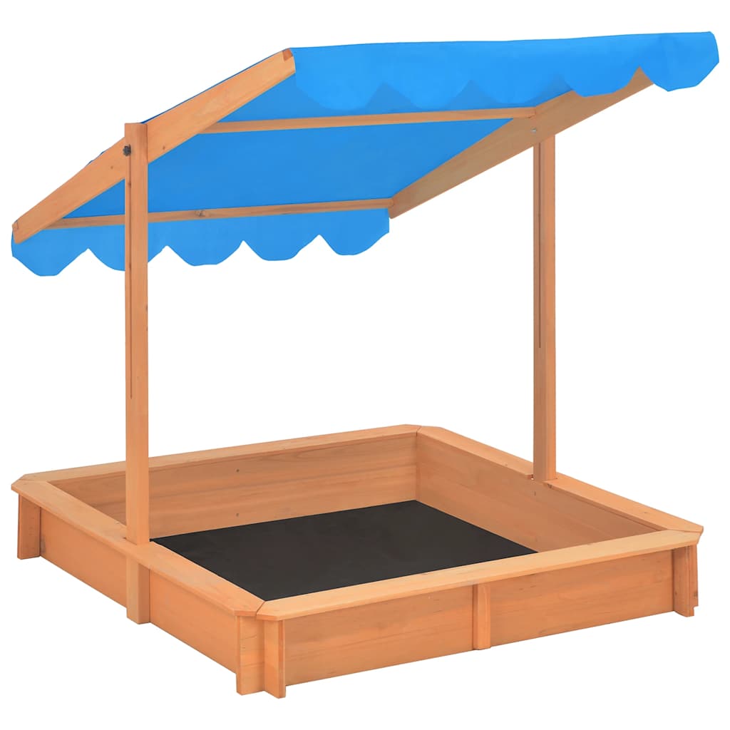 vidaXL Sandkasten mit Verstellbarem Dach Tannenholz 115x115x115 cm