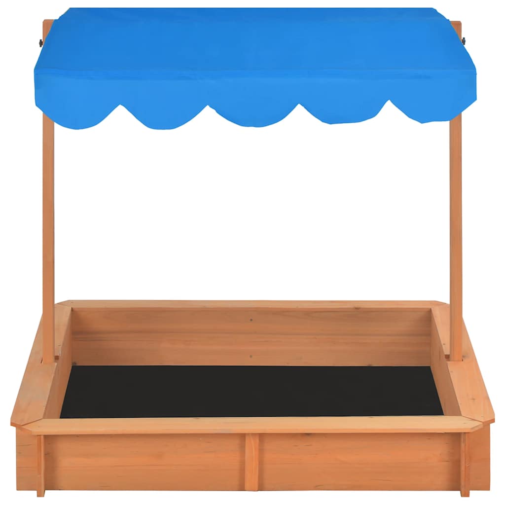 vidaXL Sandkasten mit Verstellbarem Dach Tannenholz 115x115x115 cm
