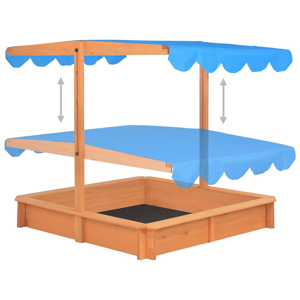 vidaXL Sandkasten mit Verstellbarem Dach Tannenholz 115x115x115 cm