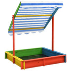 vidaXL Sandkasten mit Verstellbarem Dach Tannenholz Mehrfarbig UV50
