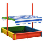 vidaXL Sandkasten mit Verstellbarem Dach Tannenholz Mehrfarbig UV50