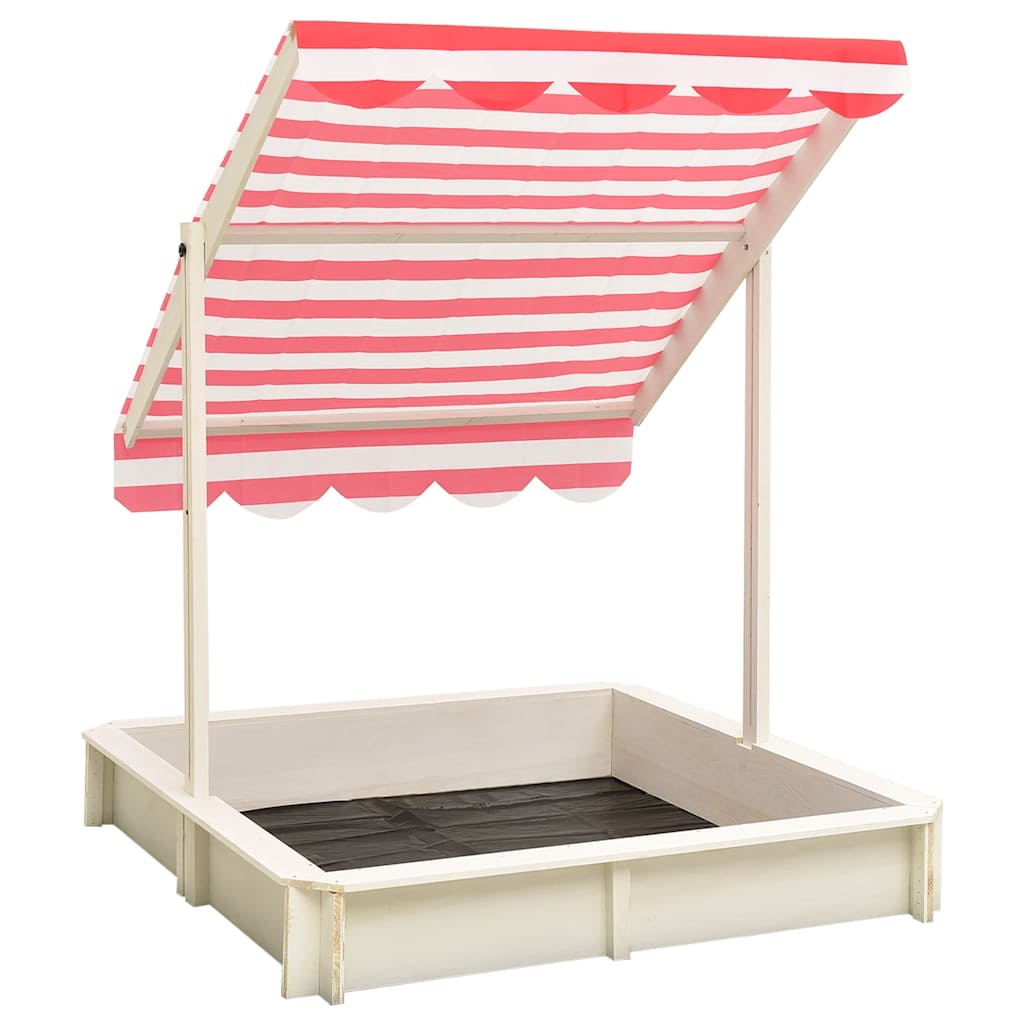 vidaXL Sandkasten mit Verstellbarem Dach Tannenholz Weiß und Rot UV50