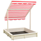 vidaXL Sandkasten mit Verstellbarem Dach Tannenholz Weiß und Rot UV50