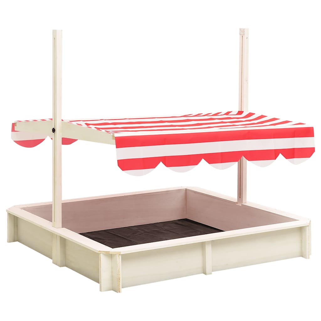 vidaXL Sandkasten mit Verstellbarem Dach Tannenholz Weiß und Rot UV50