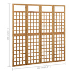 vidaXL Spalier/Paravent 4-teilig Massivholz Tanne 161x180 cm