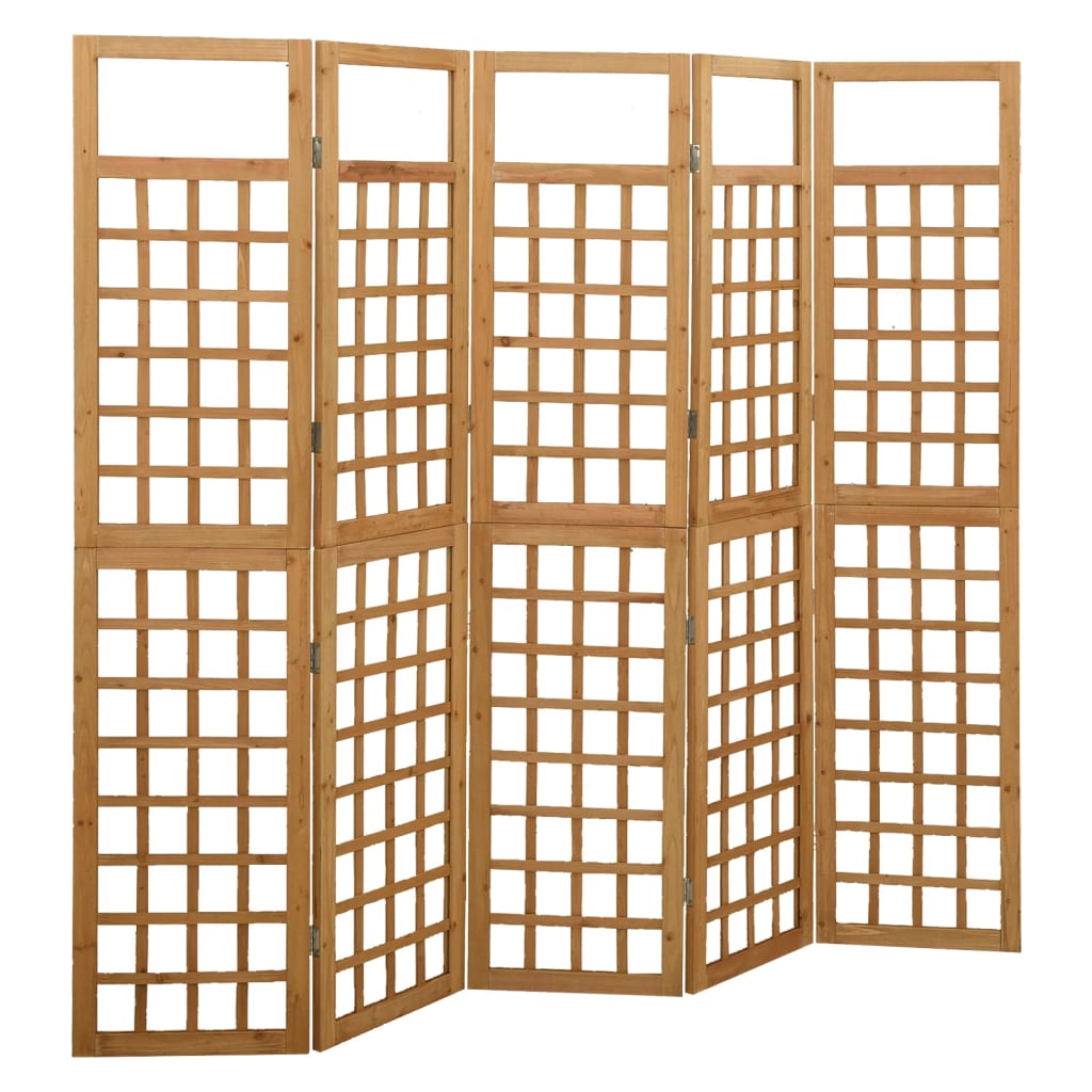 vidaXL Spalier/Paravent 5-teilig Massivholz Tanne 201,5x180 cm
