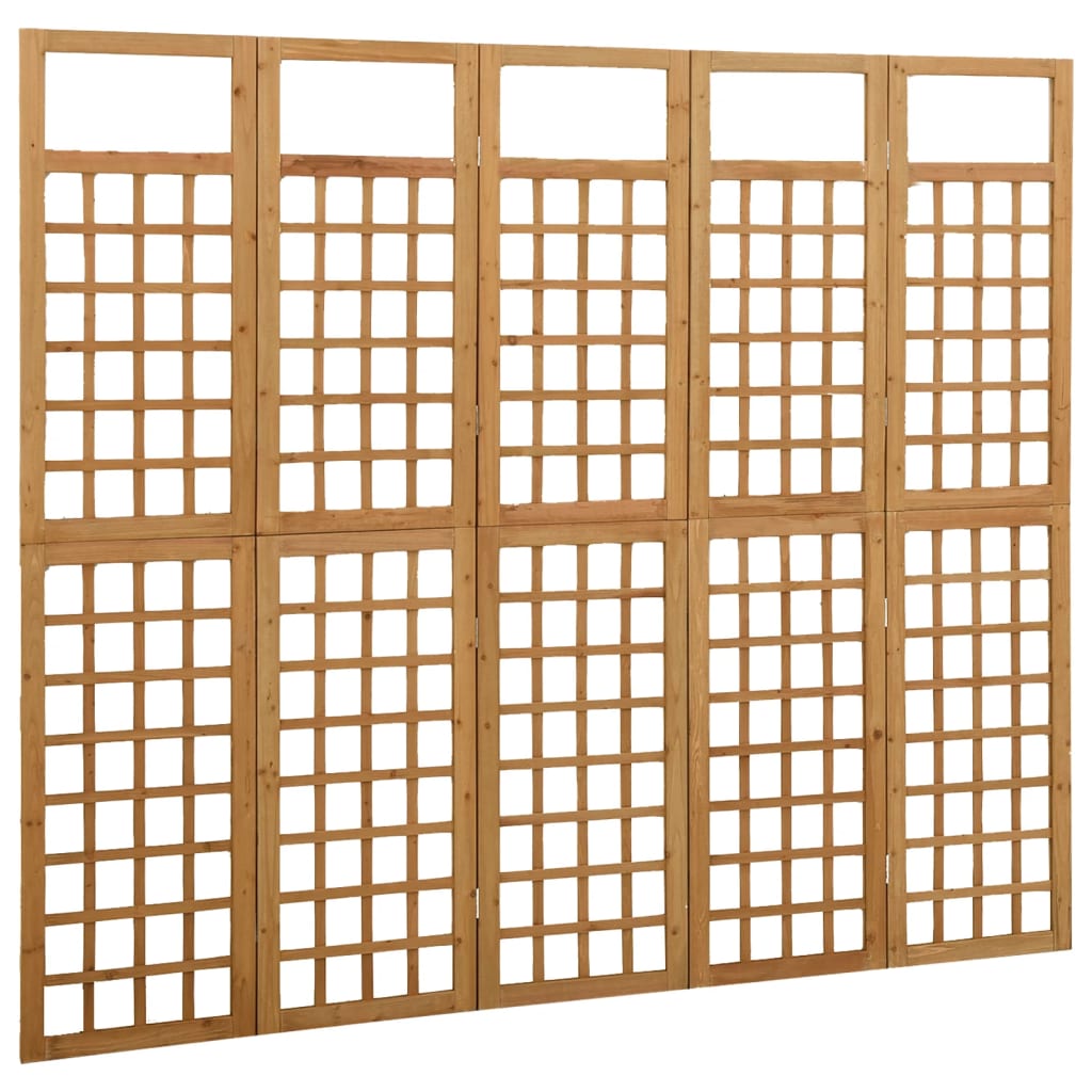 vidaXL Spalier/Paravent 5-teilig Massivholz Tanne 201,5x180 cm