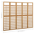 vidaXL Spalier/Paravent 5-teilig Massivholz Tanne 201,5x180 cm