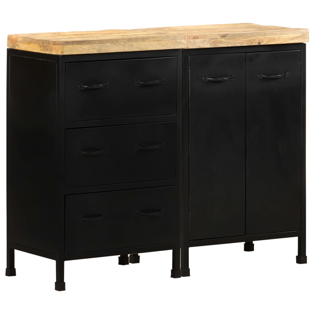 vidaXL Sideboard mit 3 Schubladen und 2 Türen Raues Mangoholz
