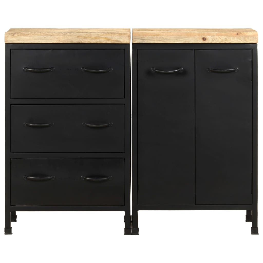 vidaXL Sideboard mit 3 Schubladen und 2 Türen Raues Mangoholz