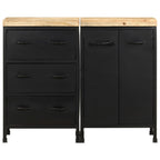 vidaXL Sideboard mit 3 Schubladen und 2 Türen Raues Mangoholz