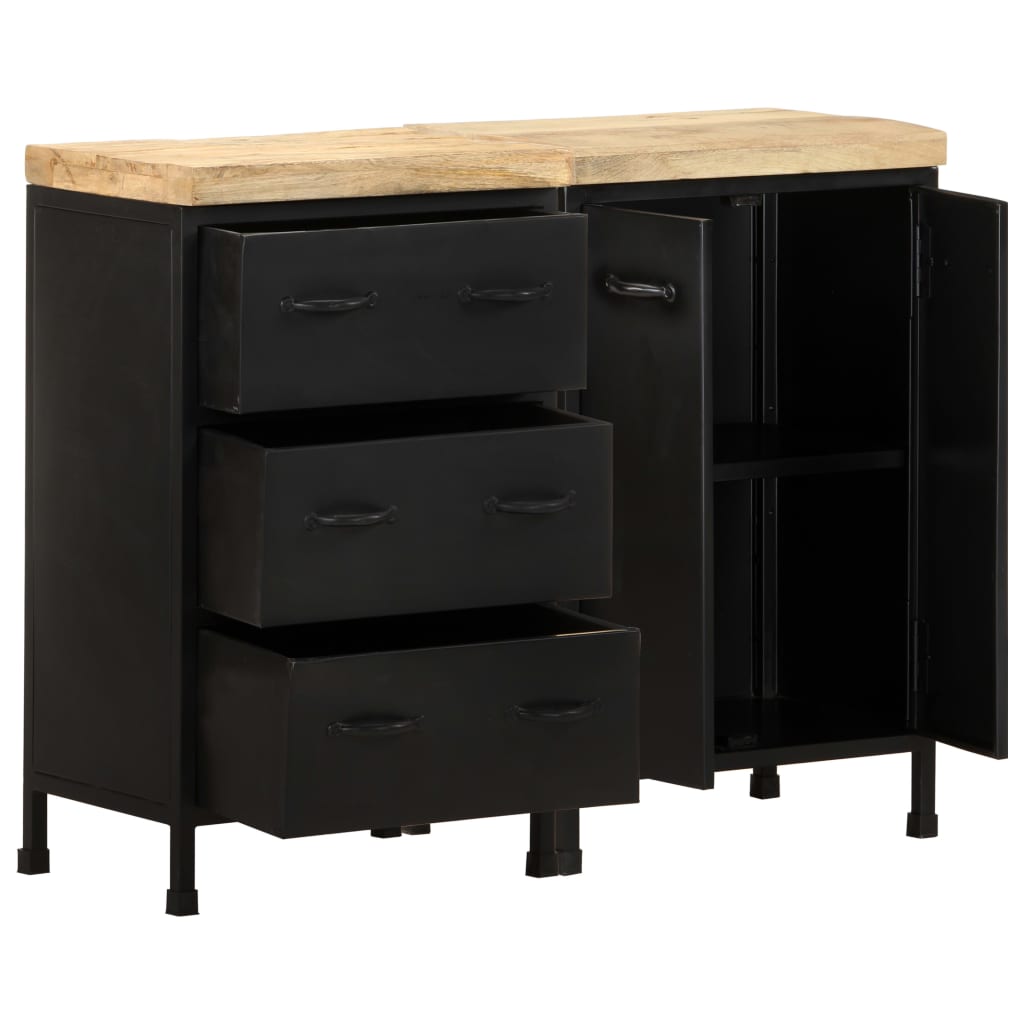 vidaXL Sideboard mit 3 Schubladen und 2 Türen Raues Mangoholz