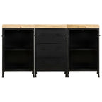 vidaXL Sideboard mit 3 Schubladen und 4 Türen Raues Mangoholz