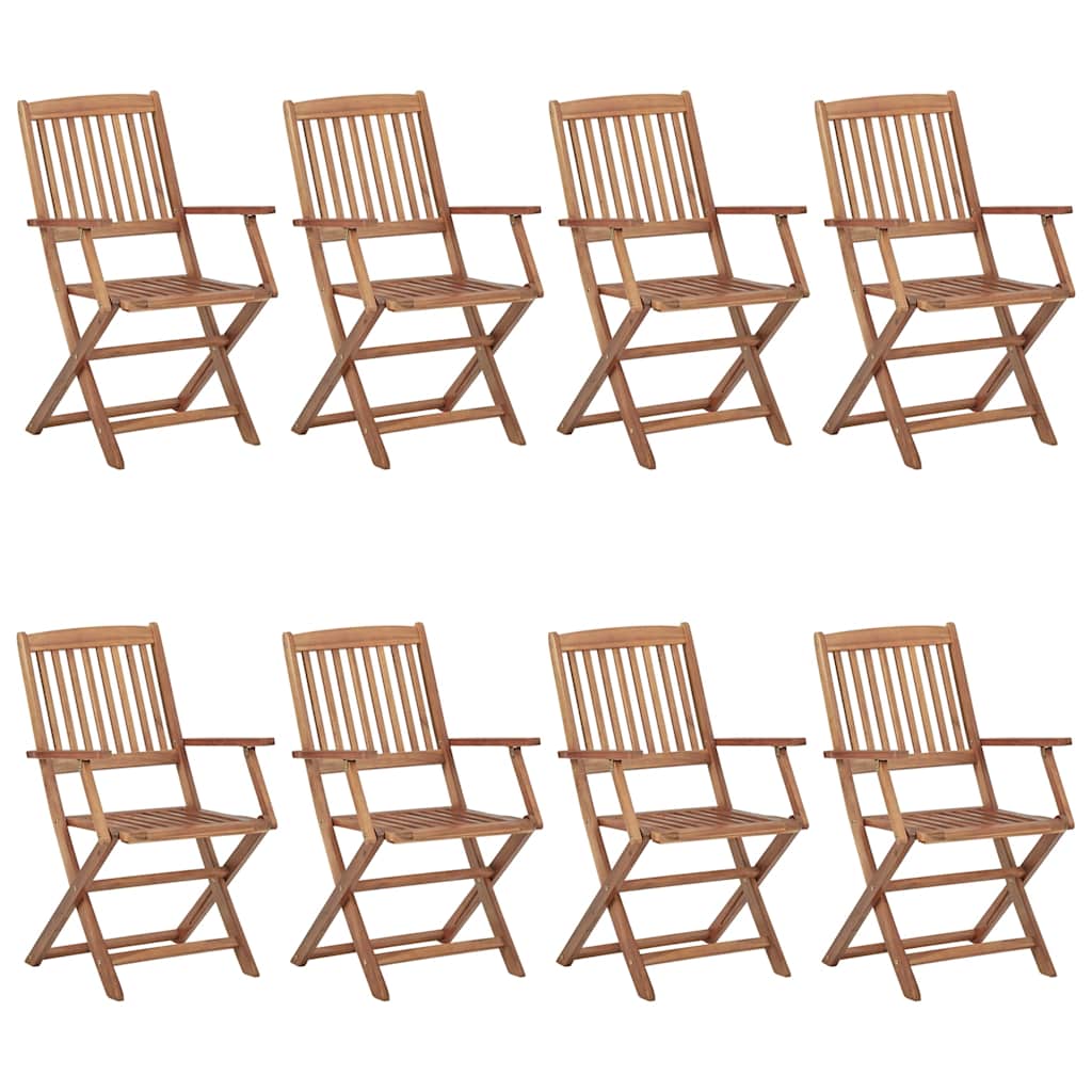 vidaXL Klappbare Gartenstühle 8 Stk. mit Kissen Massivholz Akazie