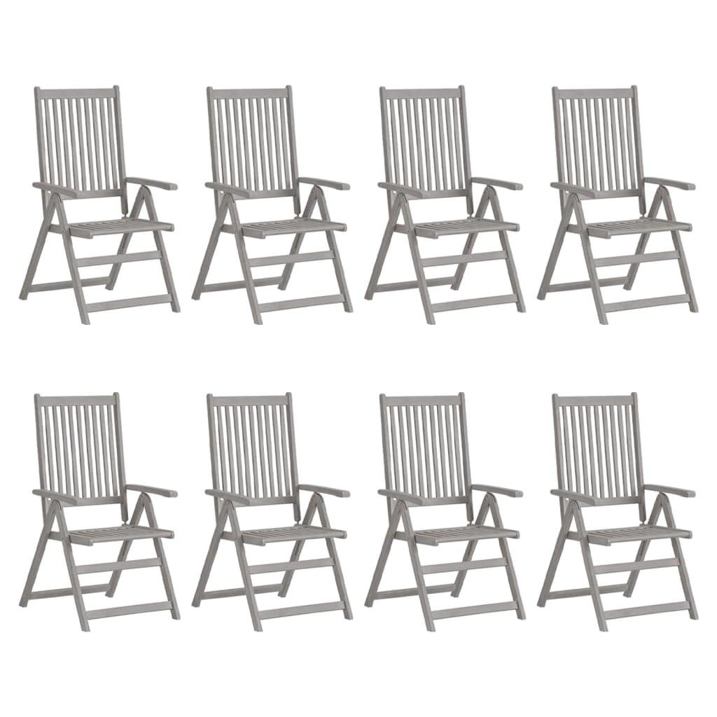 vidaXL Verstellbare Gartenstühle 8 Stk. Grau Massivholz Akazie