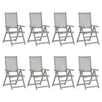 vidaXL Verstellbare Gartenstühle 8 Stk. Grau Massivholz Akazie