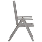 vidaXL Verstellbare Gartenstühle mit Auflagen 8 Stk. Grau Akazienholz