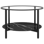 vidaXL Beistelltisch Schwarz und Schwarze Marmor-Optik 70 cm Hartglas