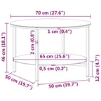 vidaXL Beistelltisch Schwarz und Schwarze Marmor-Optik 70 cm Hartglas
