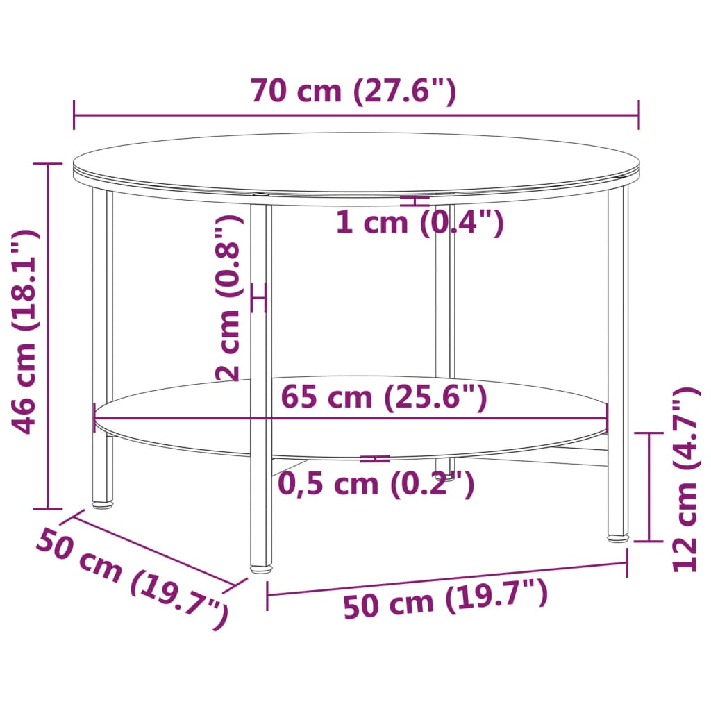 vidaXL Beistelltisch Schwarz und Weiße Marmor-Optik 70 cm Hartglas