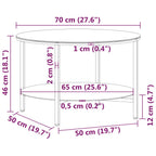 vidaXL Beistelltisch Schwarz und Weiße Marmor-Optik 70 cm Hartglas