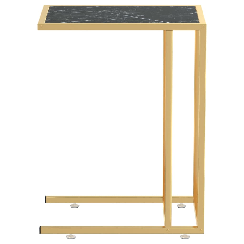vidaXL Computer-Beistelltisch Schwarz Marmor 50x35x65 cm Hartglas