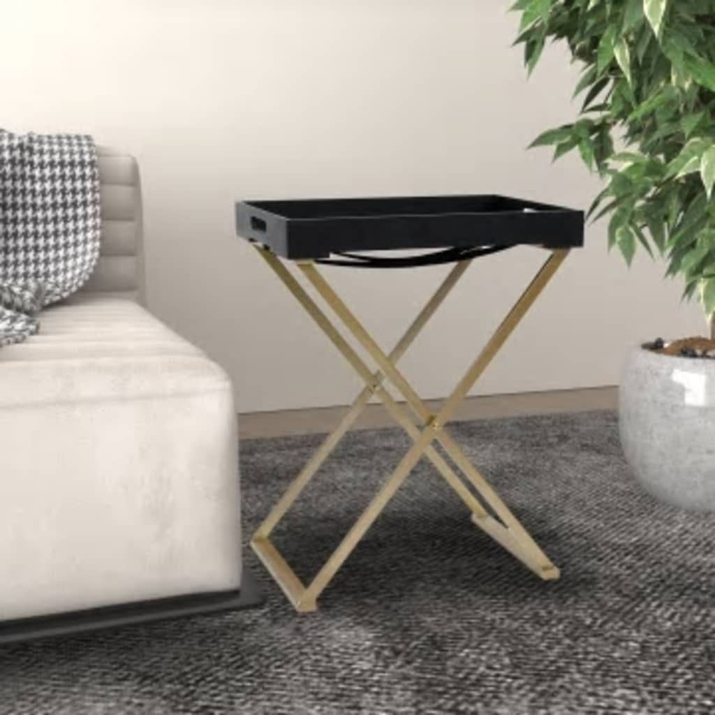 vidaXL Klapptisch Golden und Schwarz 48x34x61 cm MDF