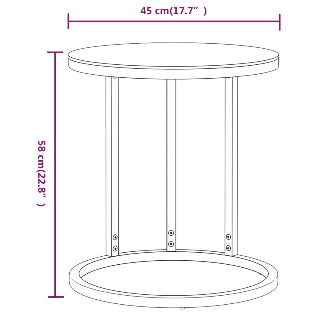 vidaXL Beistelltisch Golden und Transparent 45 cm Hartglas