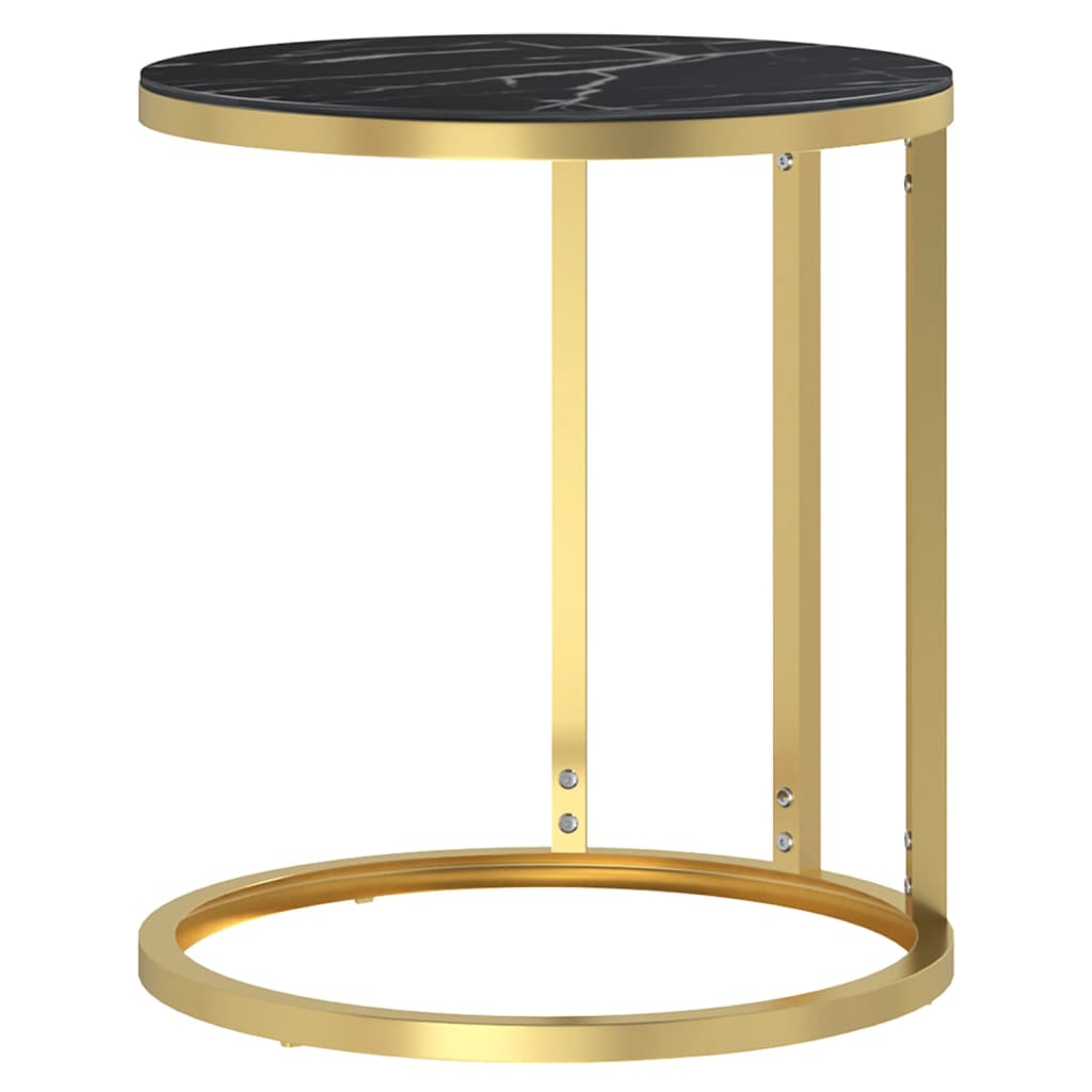 vidaXL Beistelltisch Golden und Schwarze Marmor-Optik 45 cm Hartglas
