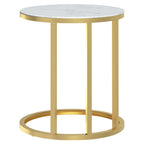 vidaXL Beistelltisch Golden und Weiße Marmor-Optik 45 cm Hartglas