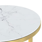 vidaXL Beistelltisch Golden und Weiße Marmor-Optik 45 cm Hartglas
