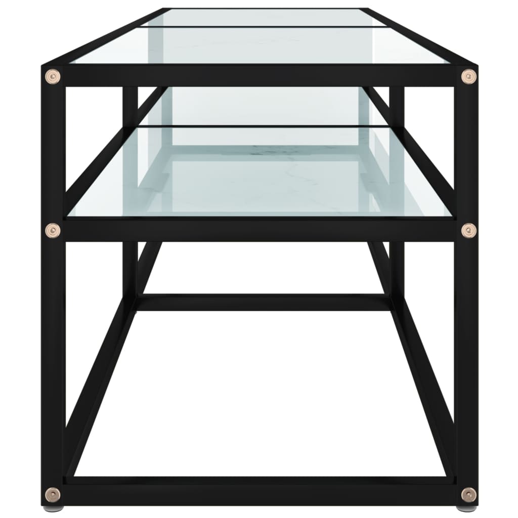 vidaXL TV-Schrank Weiß Marmor-Optik 140x40x40,5 cm Hartglas