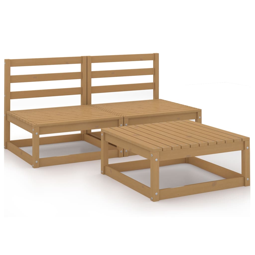 vidaXL 3-tlg. Garten-Lounge-Set Honigbraun Massivholz Kiefer