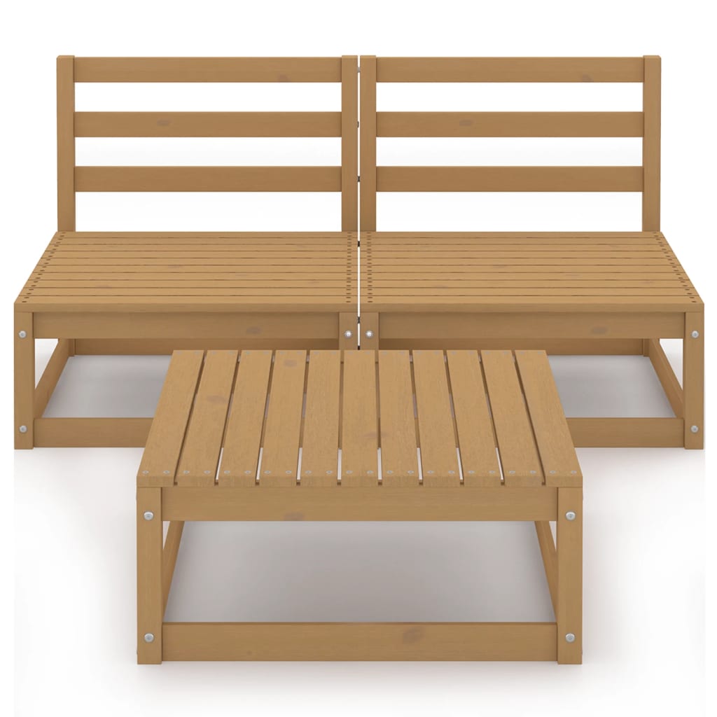 vidaXL 3-tlg. Garten-Lounge-Set Honigbraun Massivholz Kiefer