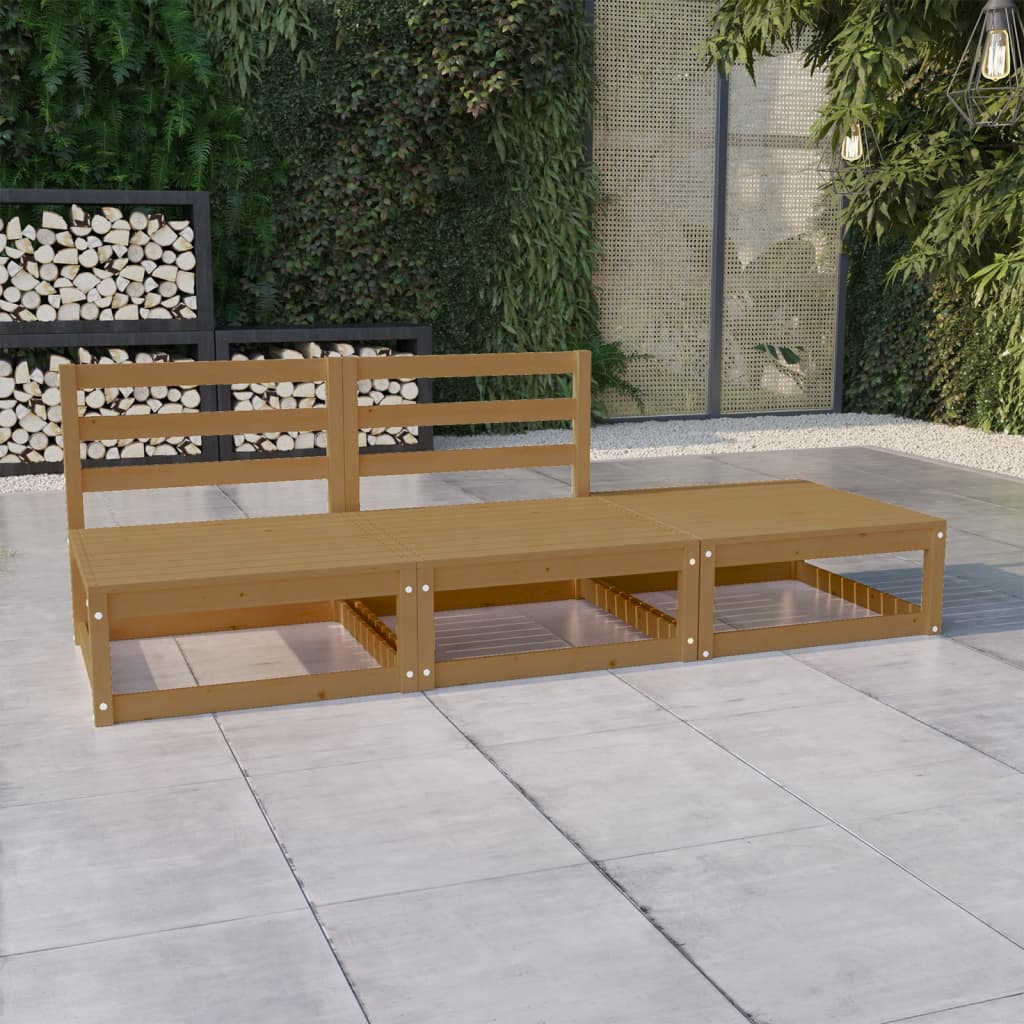 vidaXL 3-tlg. Garten-Lounge-Set Honigbraun Massivholz Kiefer