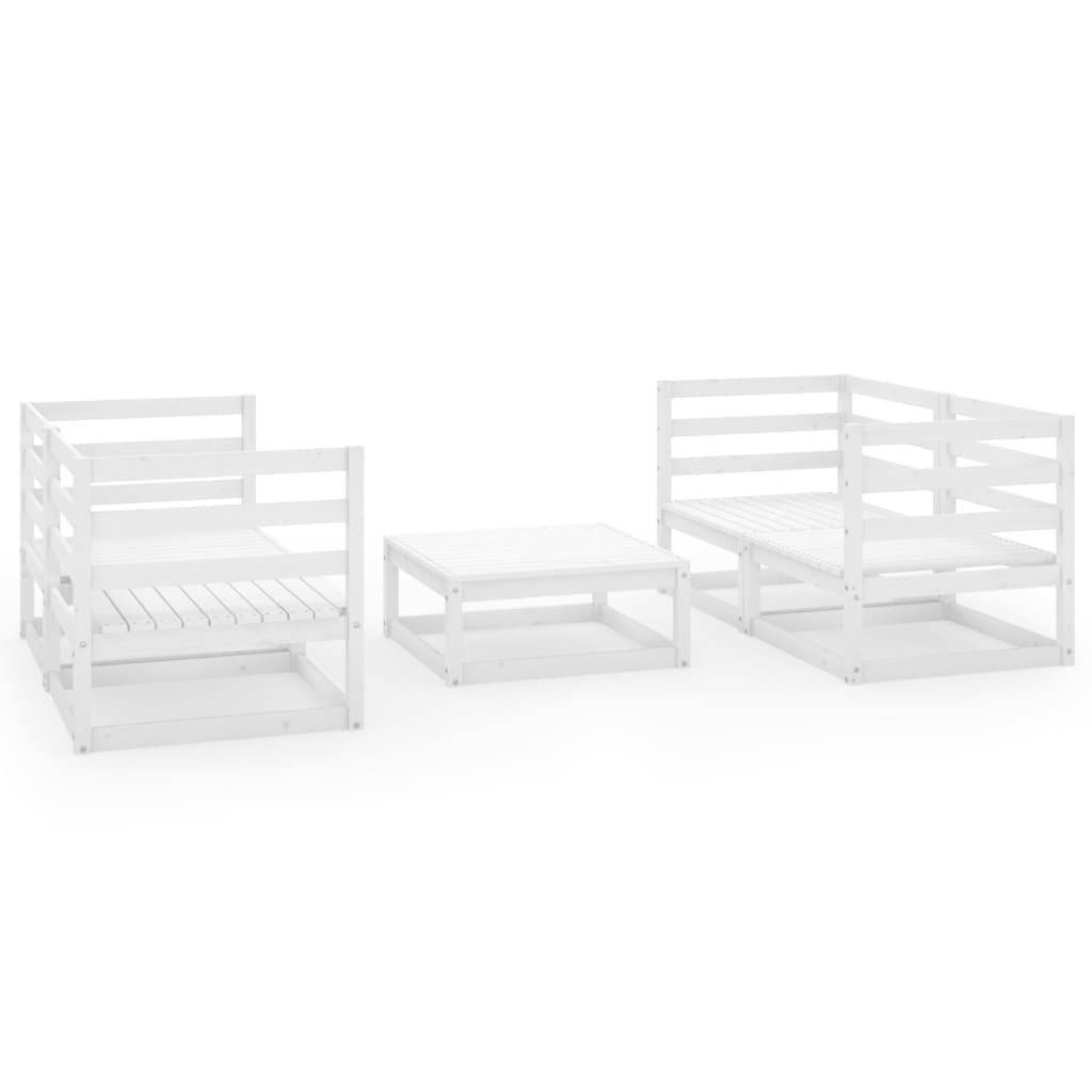 vidaXL 5-tlg. Garten-Lounge-Set Weiß Kiefer Massivholz