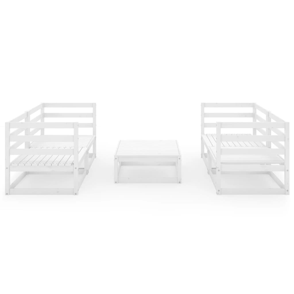vidaXL 5-tlg. Garten-Lounge-Set Weiß Kiefer Massivholz
