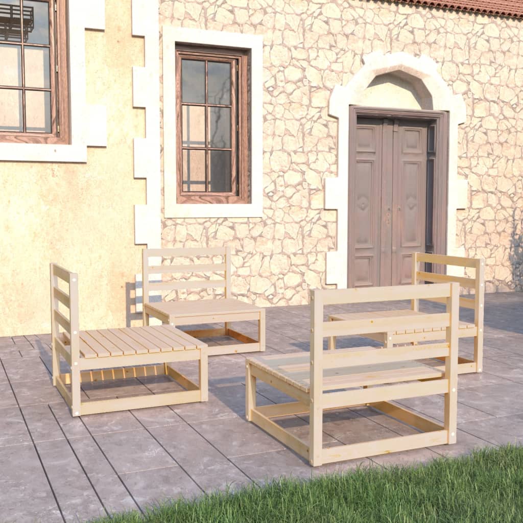 vidaXL 4-tlg. Garten-Lounge-Set Massivholz Kiefer