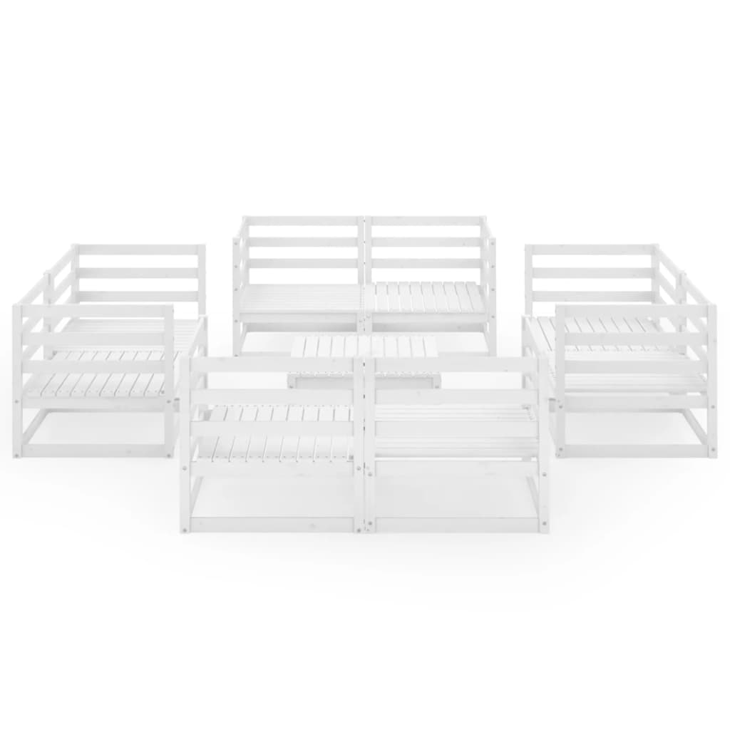 vidaXL 9-tlg. Garten-Lounge-Set Weiß Kiefer Massivholz
