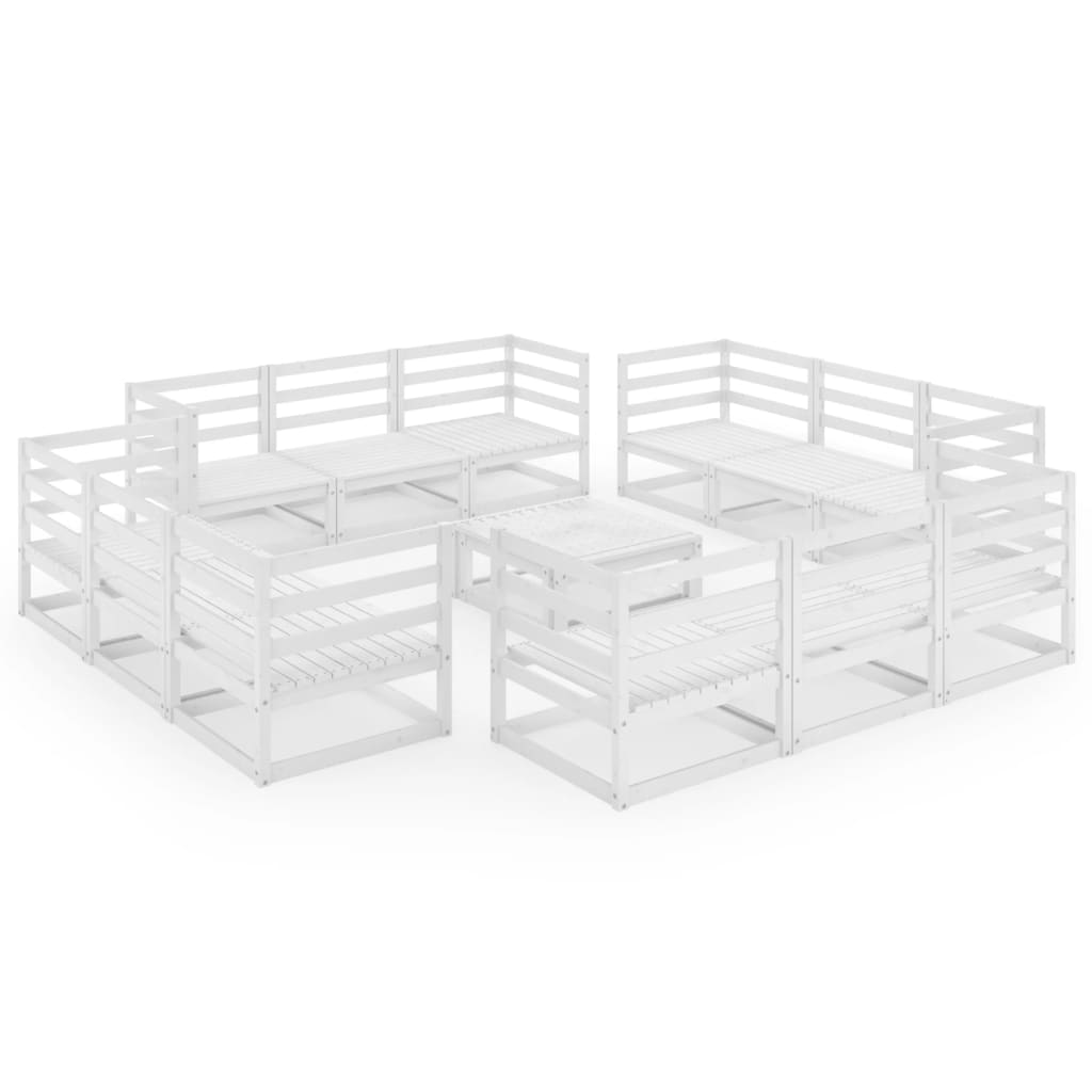 vidaXL 13-tlg. Garten-Lounge-Set Weiß Kiefer Massivholz