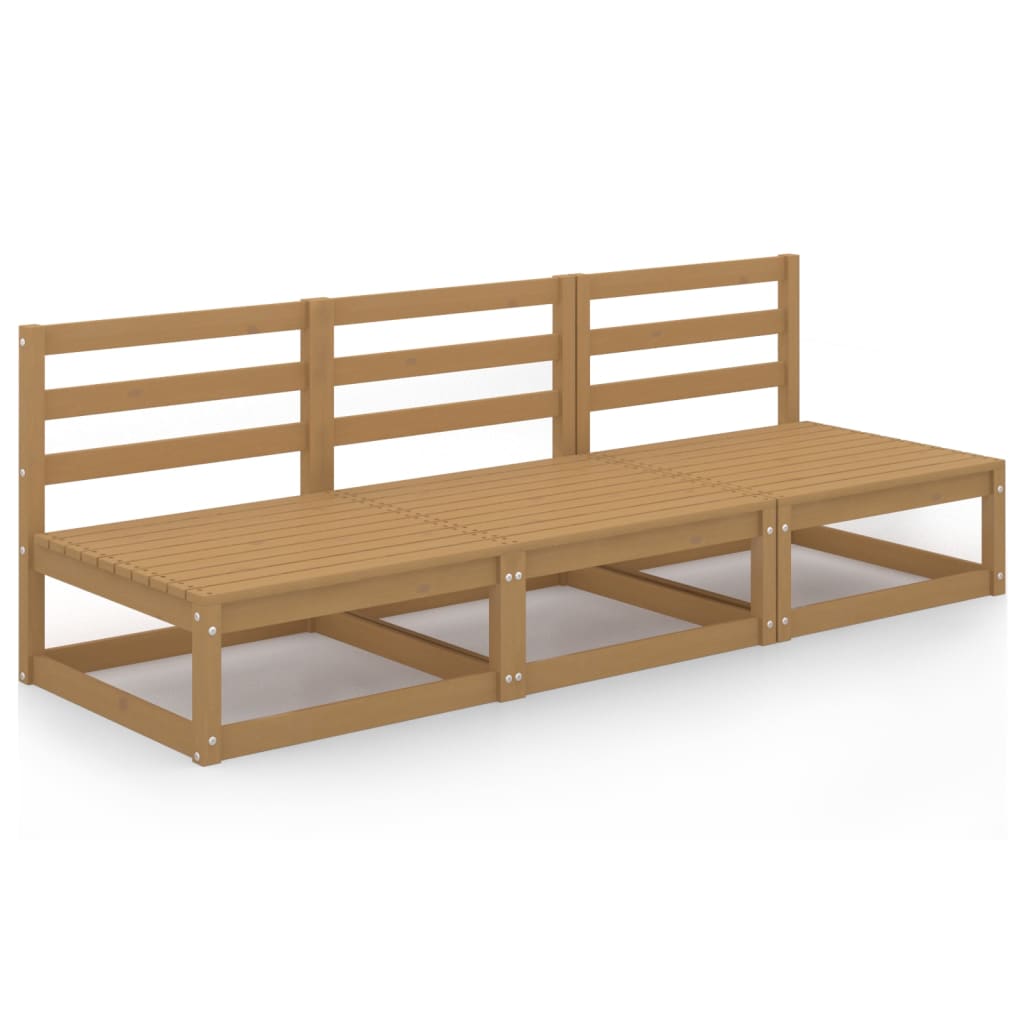 vidaXL Outdoor-Sofa 3-Sitzer Honigbraun Massivholz Kiefer