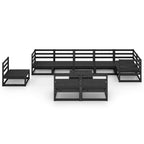 vidaXL 10-tlg. Garten-Lounge-Set Schwarz Massivholz Kiefer