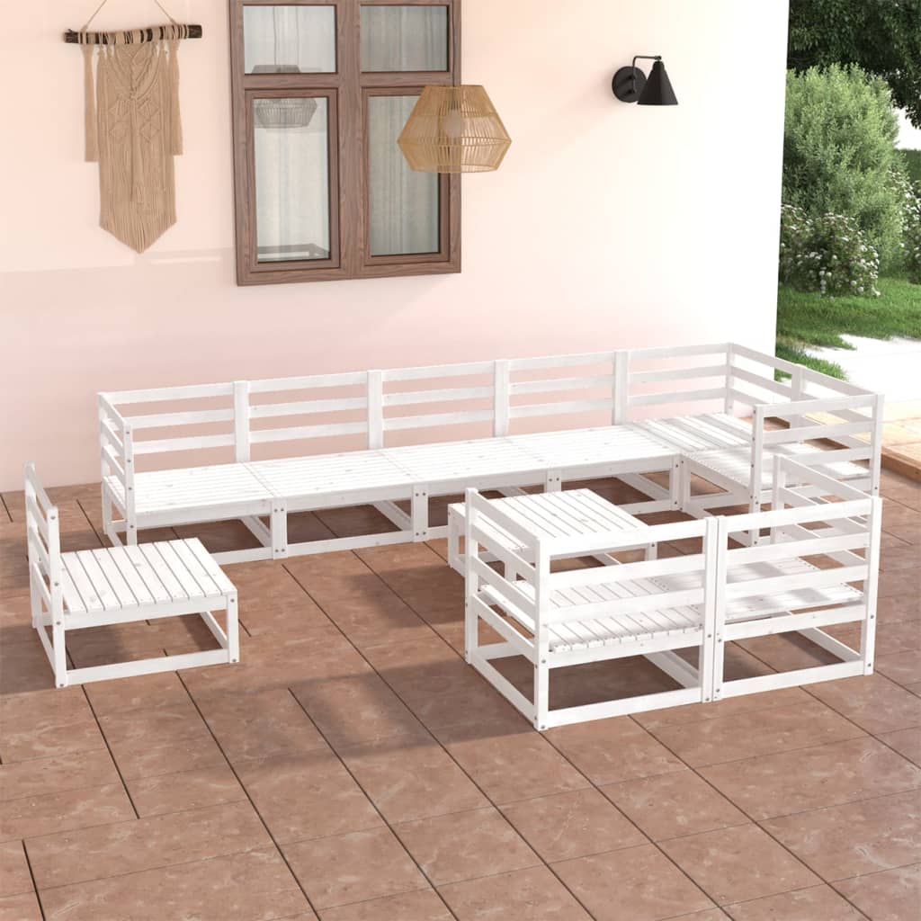 vidaXL 10-tlg. Garten-Lounge-Set Schwarz Massivholz Kiefer