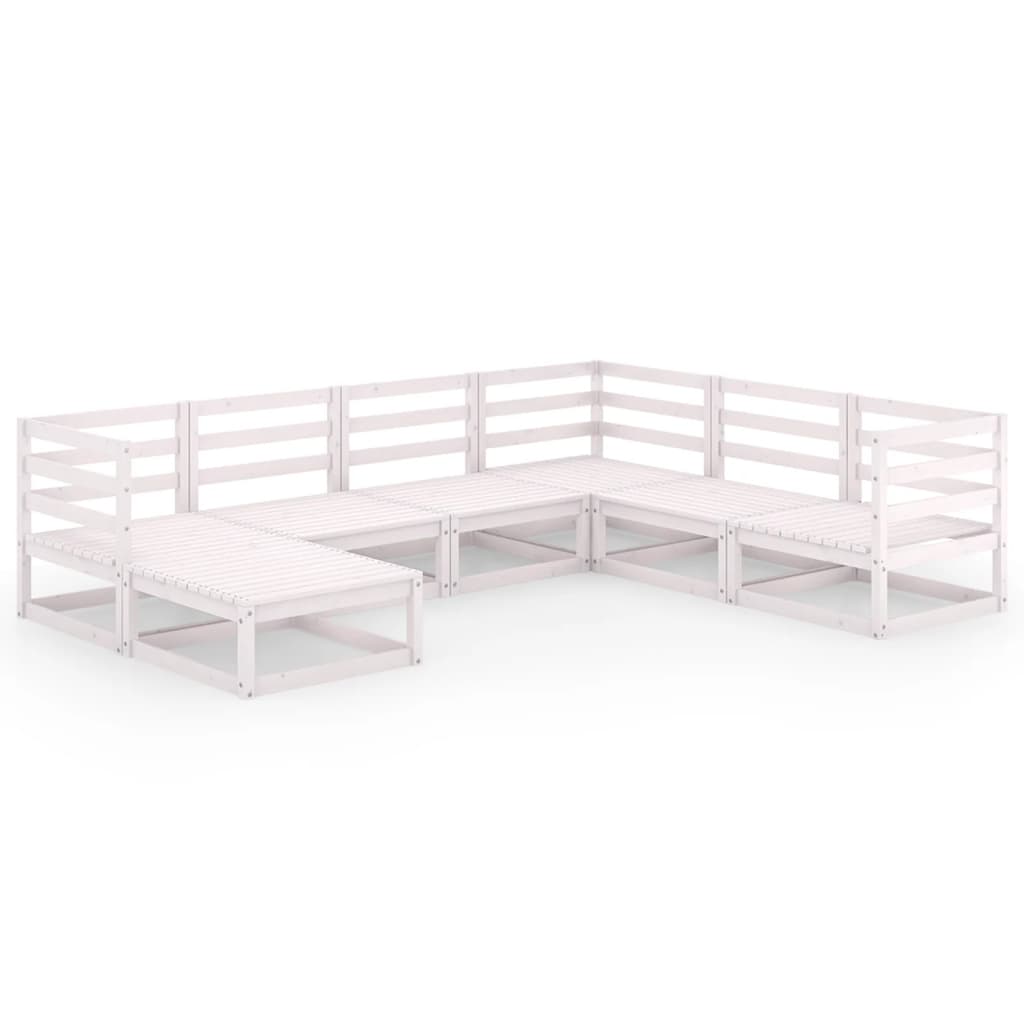 vidaXL 7-tlg. Garten-Lounge-Set Weiß Kiefer Massivholz